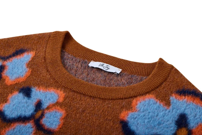 Nolana-L-12-Y Sweater with Flowers