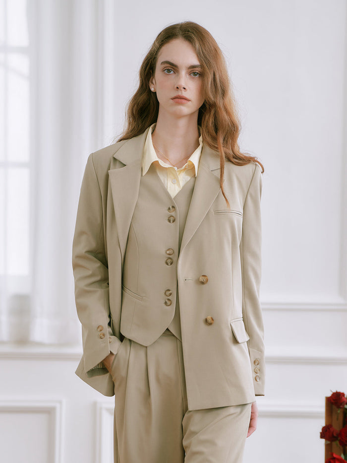 Notched Collar Single Breasted Casual Blazer