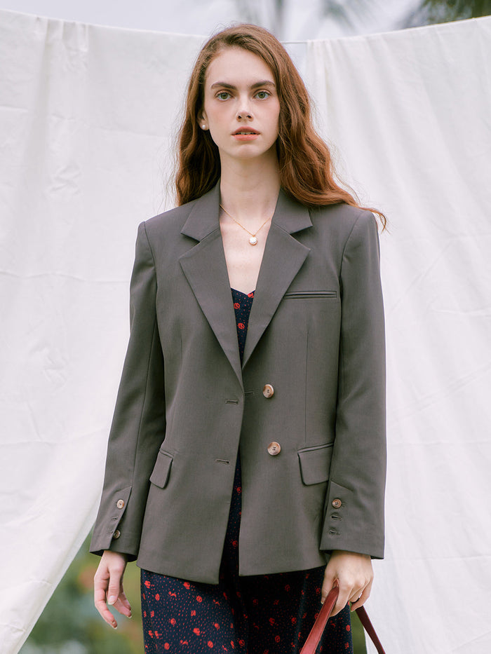 Notched Collar Single Breasted Casual Blazer