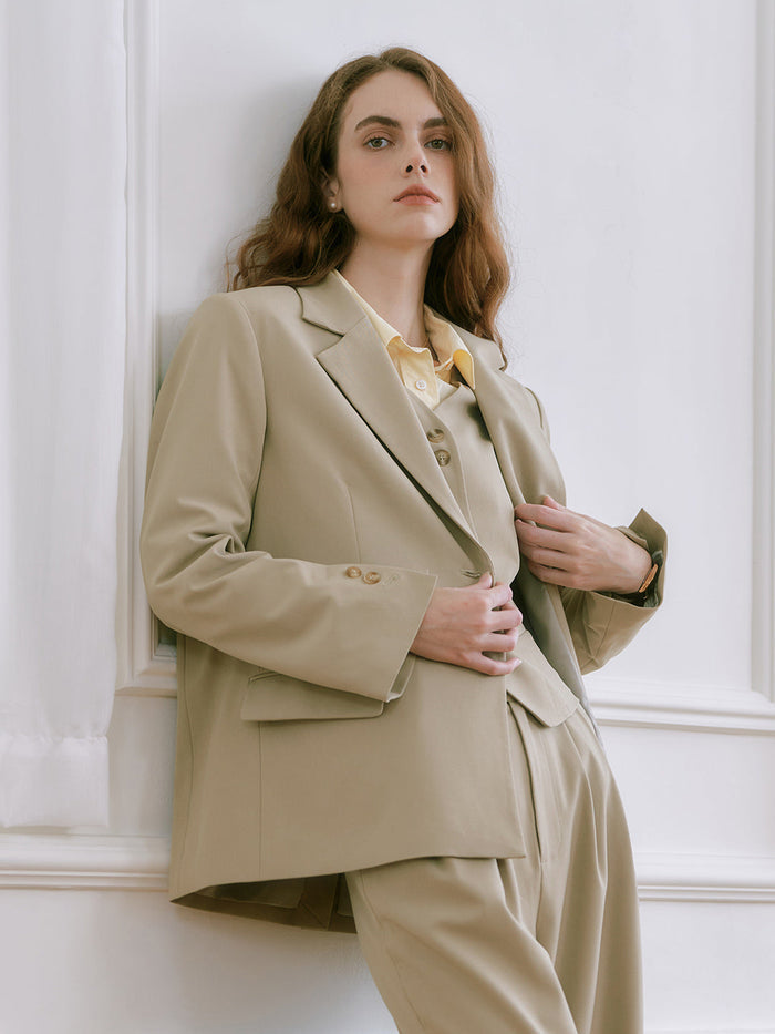 Notched Collar Single Breasted Casual Blazer