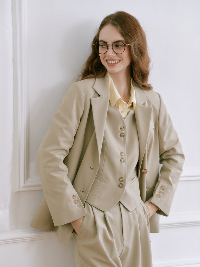 Notched Collar Single Breasted Casual Blazer
