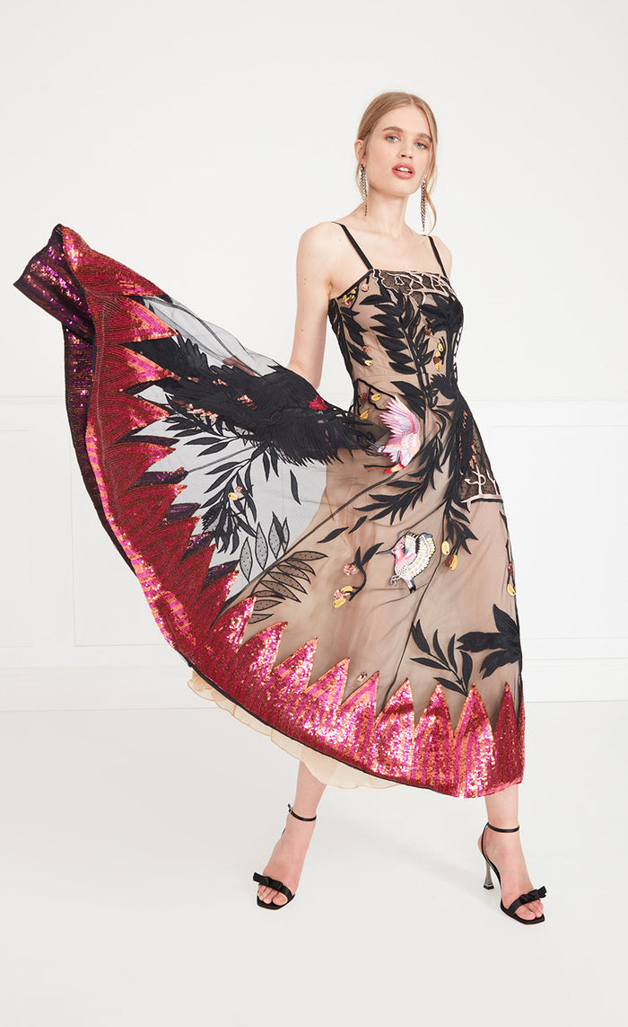 Opera Strappy Dress - Black Mix