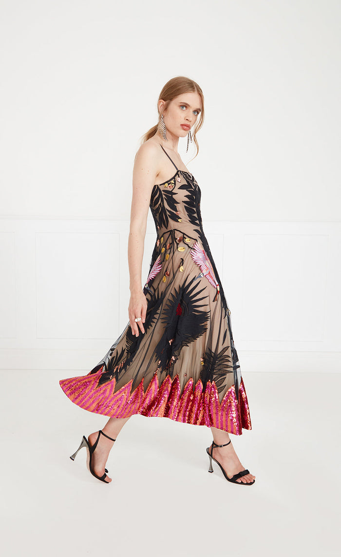 Opera Strappy Dress - Black Mix