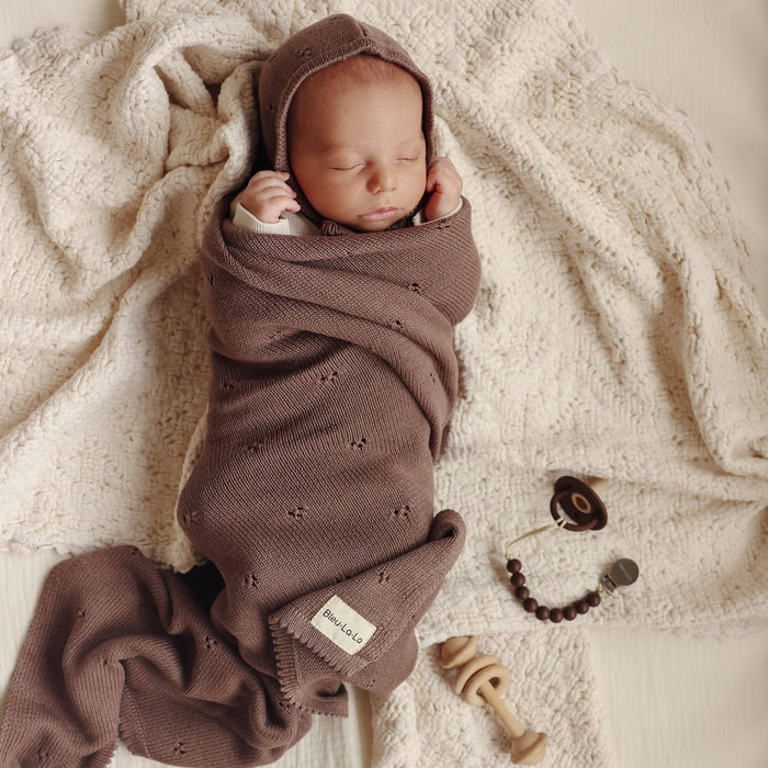 Organic Cotton Pointelle Swaddle Receiving Baby Blanket