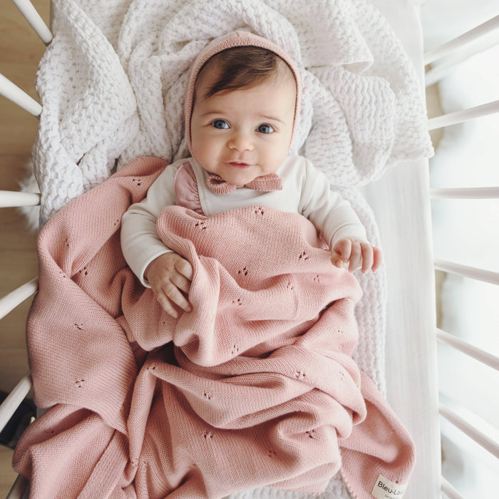 Organic Cotton Pointelle Swaddle Receiving Baby Blanket