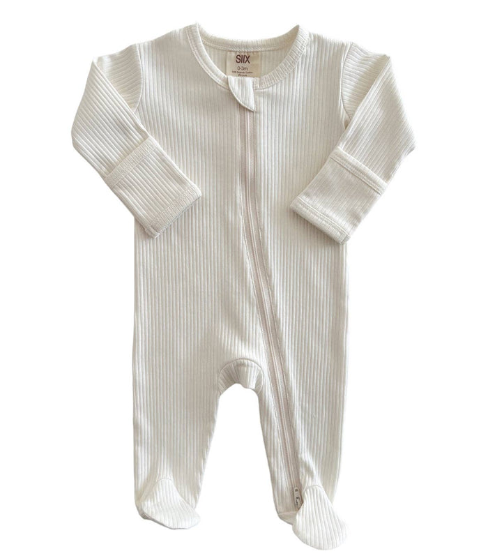 Organic Ribbed Zip Footie