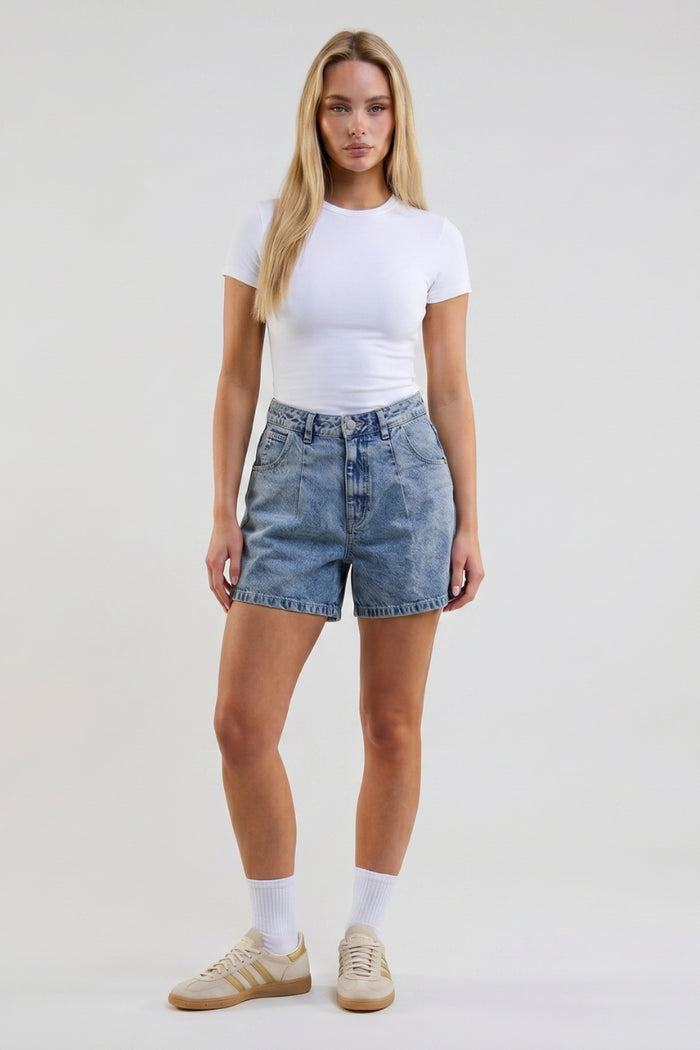 Orla Mom Denim Shorts - Bleach Wash