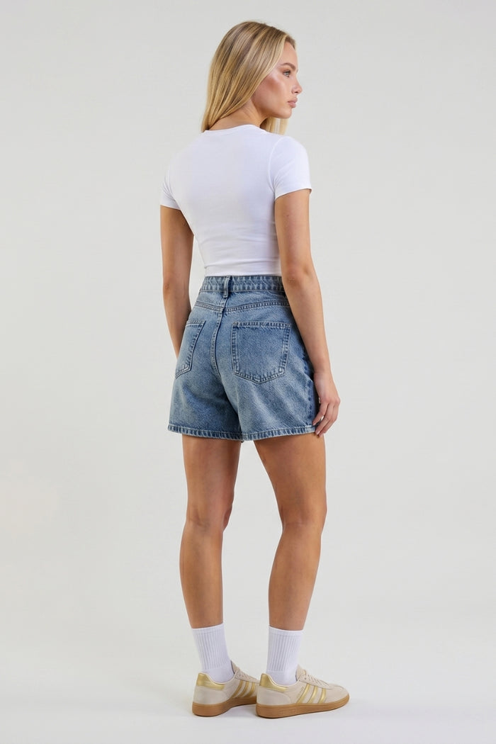 Orla Mom Denim Shorts - Bleach Wash