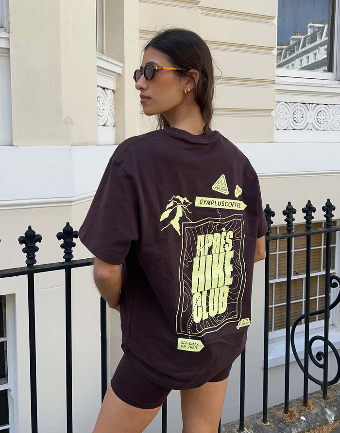 Oversized Print Tee in Mocha Bean