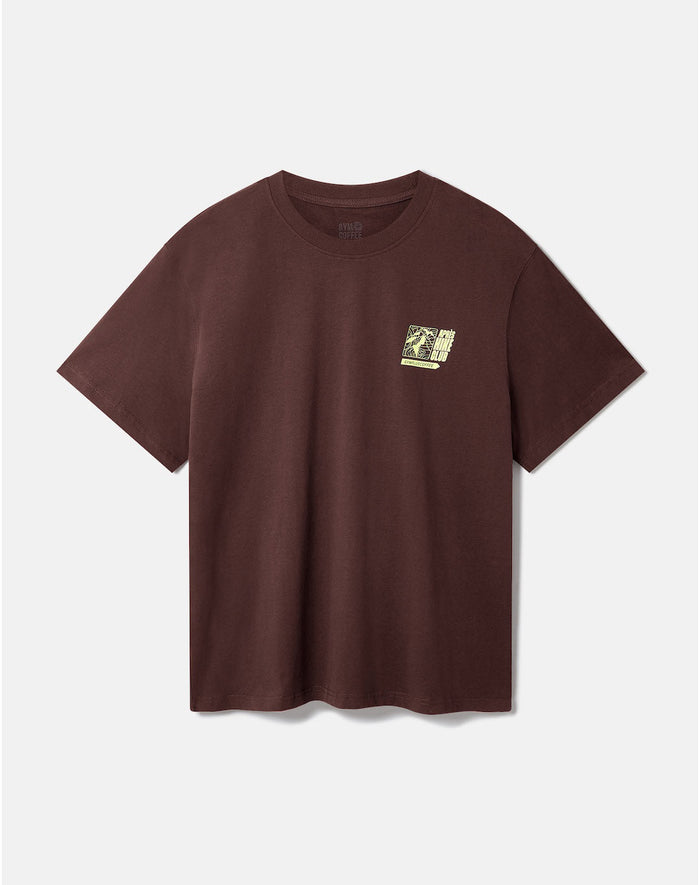 Oversized Print Tee in Mocha Bean