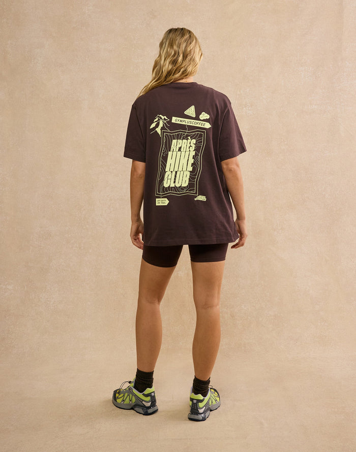 Oversized Print Tee in Mocha Bean