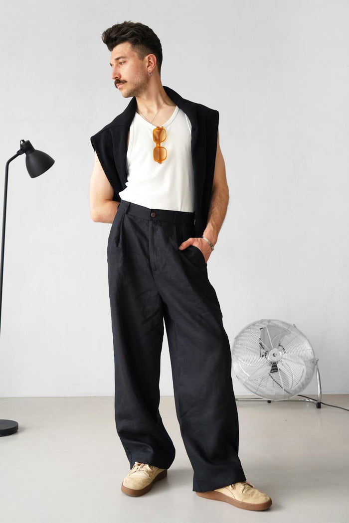 Palazzo Linen Pants ASPEN - IN STOCK