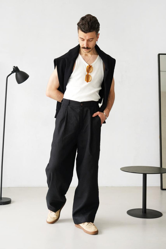 Palazzo Linen Pants ASPEN - IN STOCK