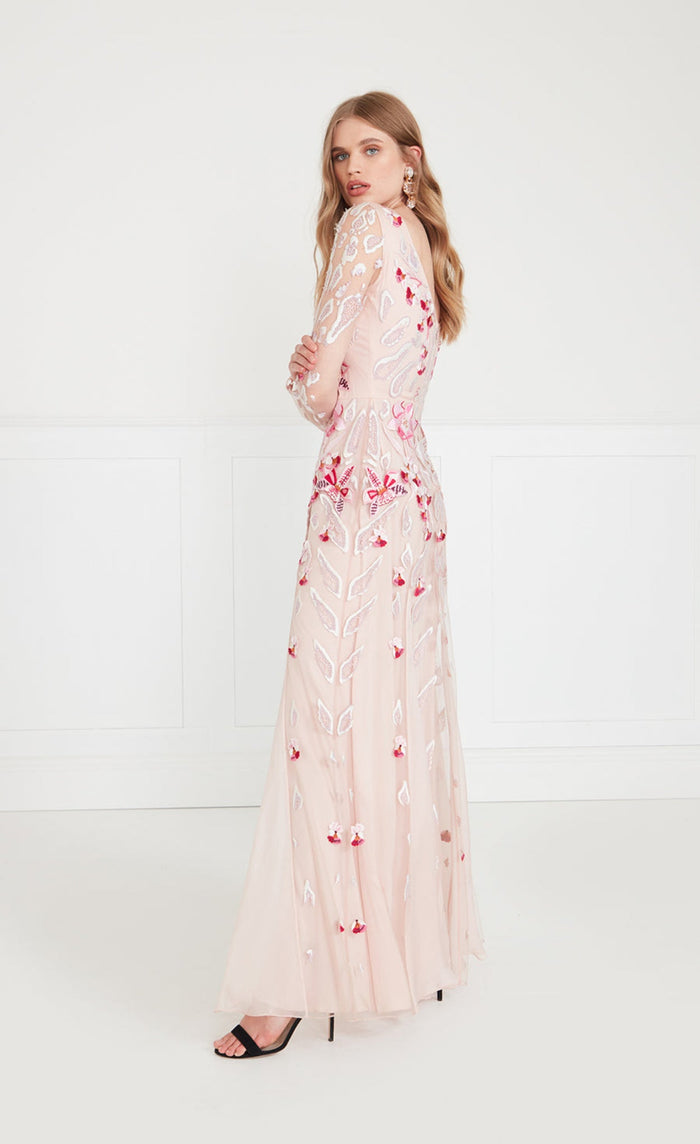 Pardus Sleeved Gown - Rosewater