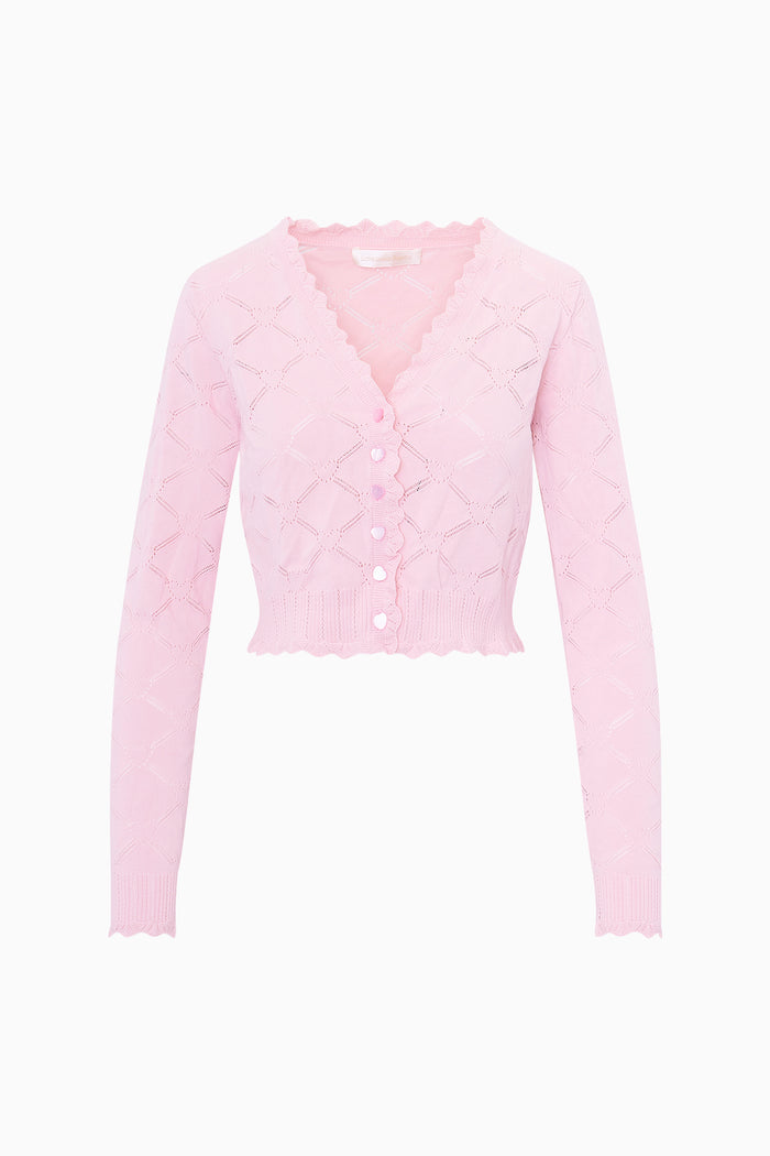Petra Knit Heart Argyle Cardigan - VELOUR PINK