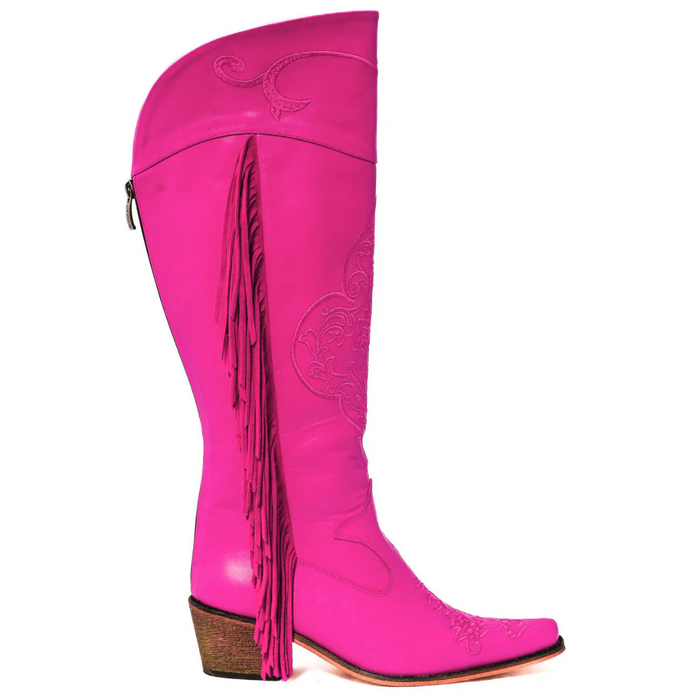 Pink Embroidered Fringe Tall Cowboy
