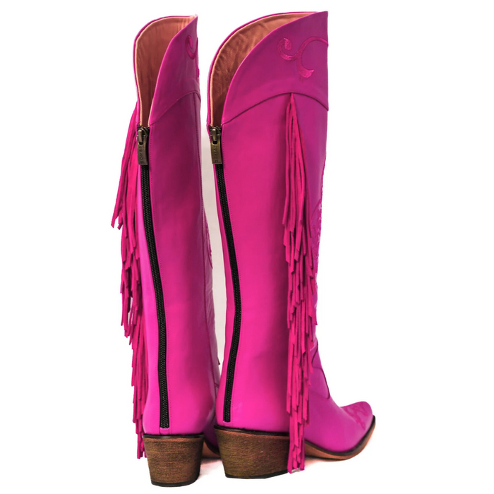 Pink Embroidered Fringe Tall Cowboy