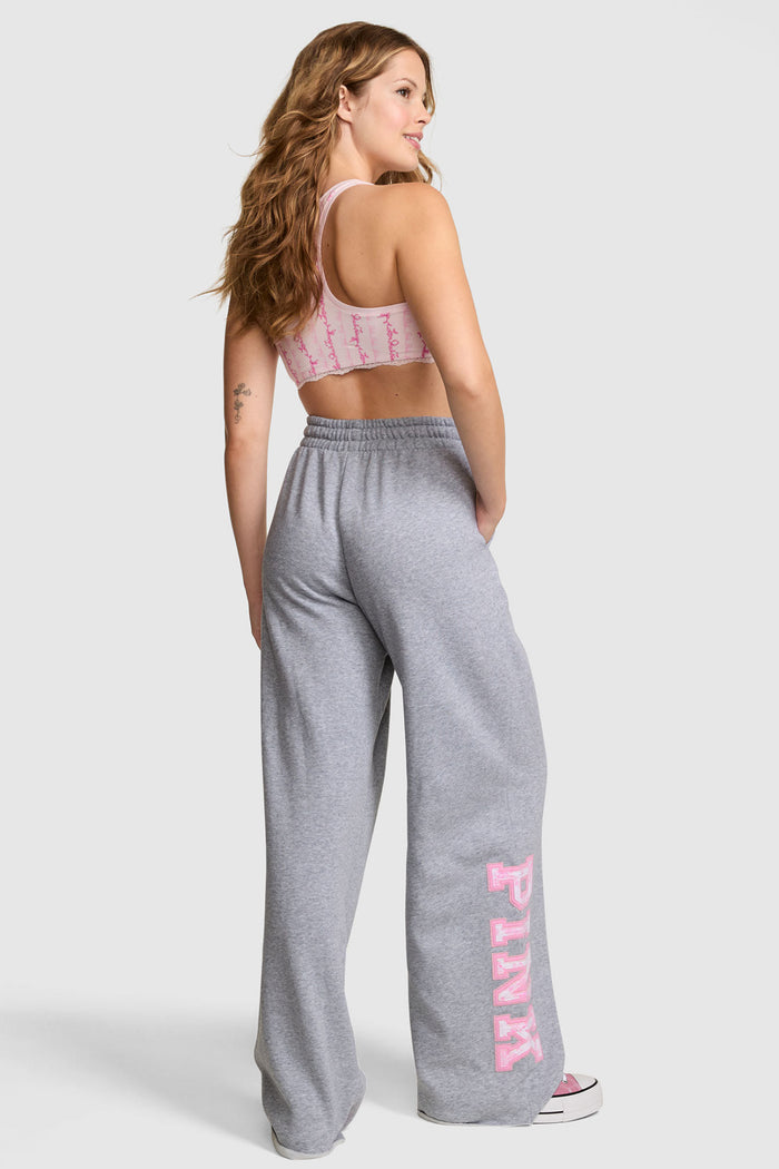 PINK x LoveShackFancy Wide-Leg Sweatpants - VS MEDIUM HEATHER GREY