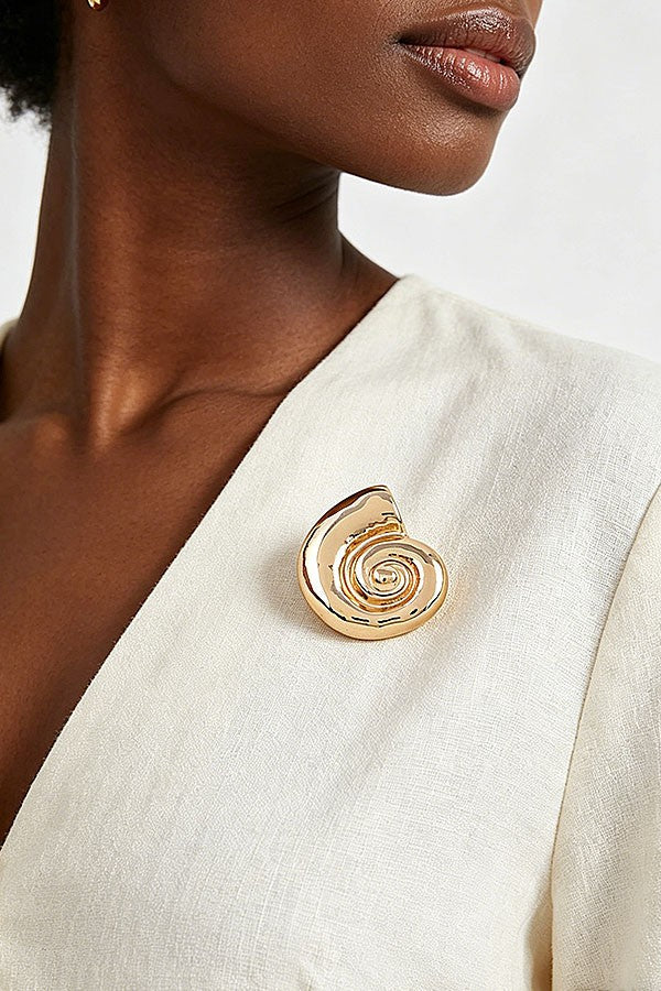 Polished Conch Shell Brooch
