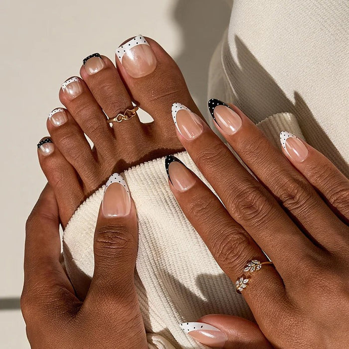 Polka Dot French Tip Press-On Nails