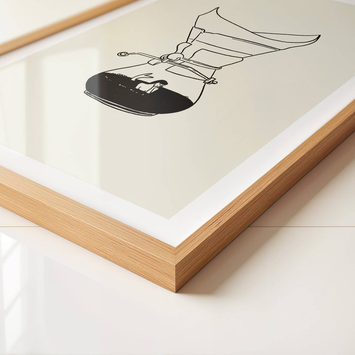Pour Over Coffee & Mermaid Minimal Art Print