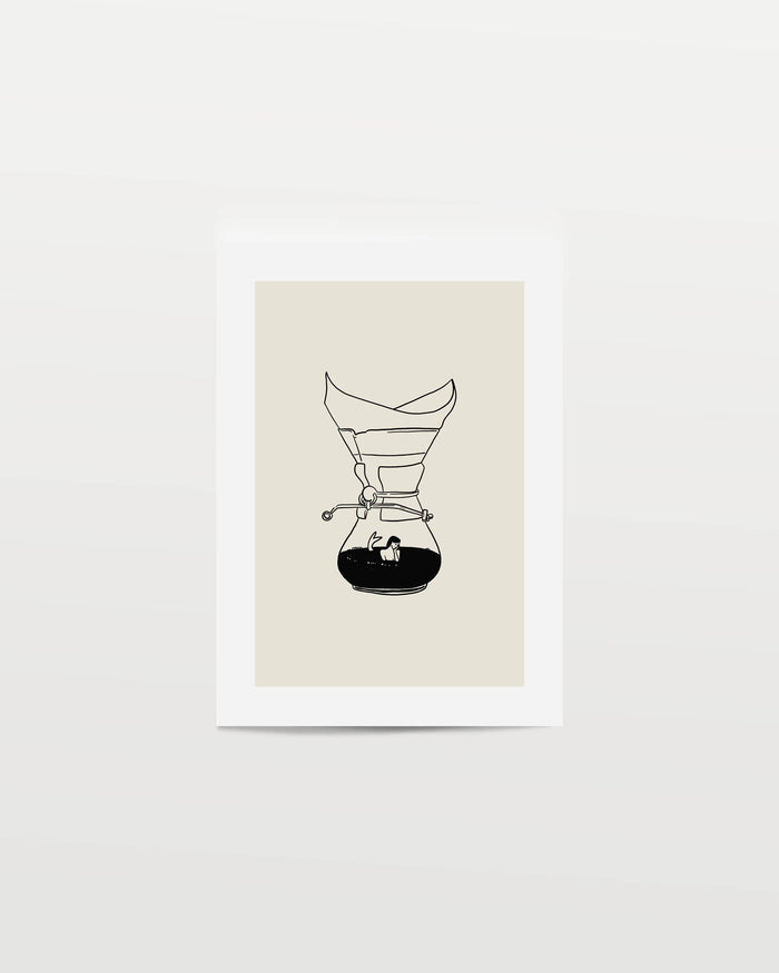 Pour Over Coffee & Mermaid Minimal Art Print