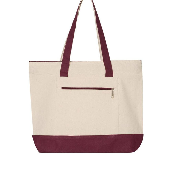 Q-Tees Zippered Canvas Tote Bag