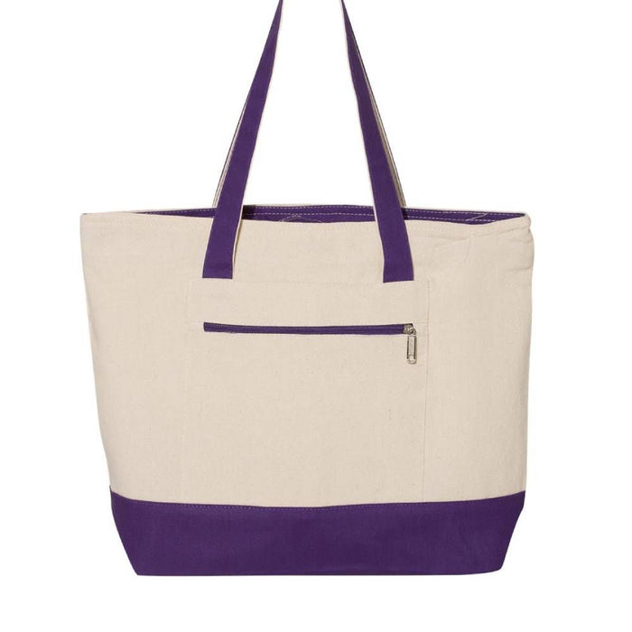 Q-Tees Zippered Canvas Tote Bag
