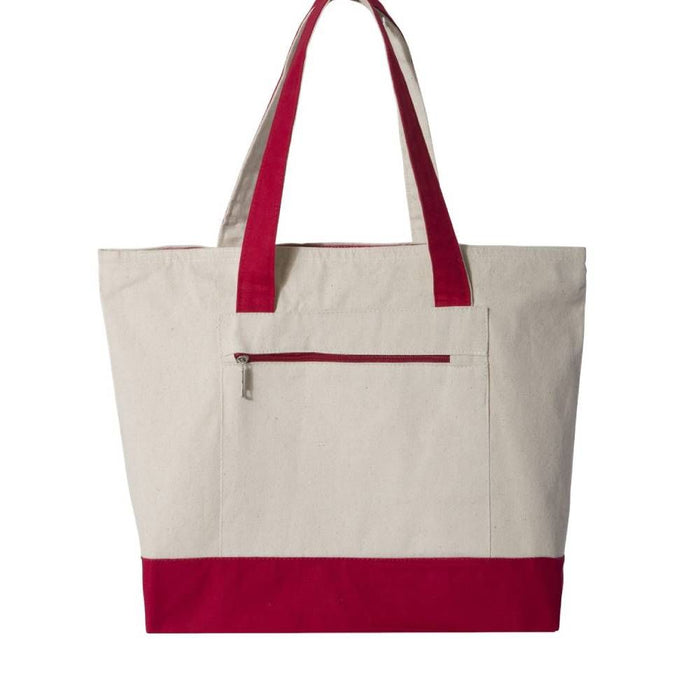 Q-Tees Zippered Canvas Tote Bag