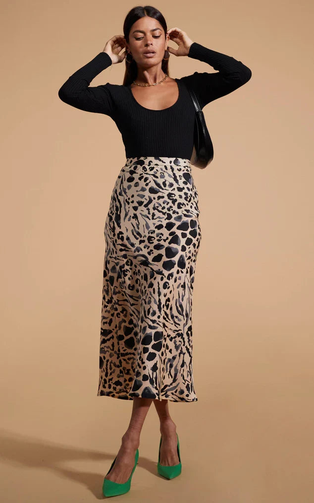 RENZO SKIRT (BUFF LEOPARD)