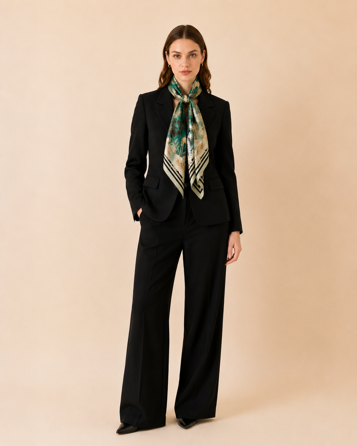 HAMIDA designer scarf draped on model