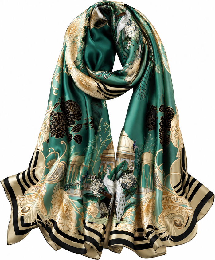 HAMIDA Imperial Peacock Garden Silk