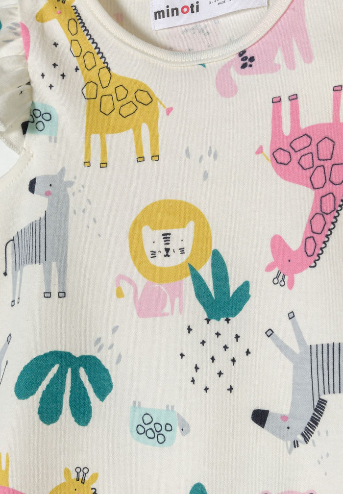 Rompers 2-Pack Safari Print Cream Pink Frill Sleeve - 7