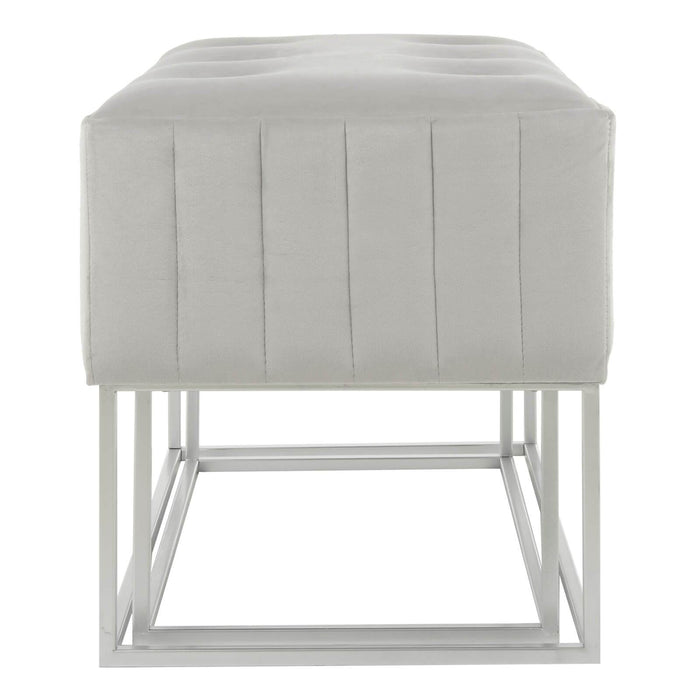 Set Of 2 Nesting Stools Velvet Padded Seats Silver Metal Legs