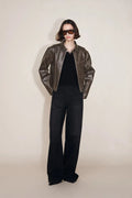 Short Biker Jacket in Faux Leather