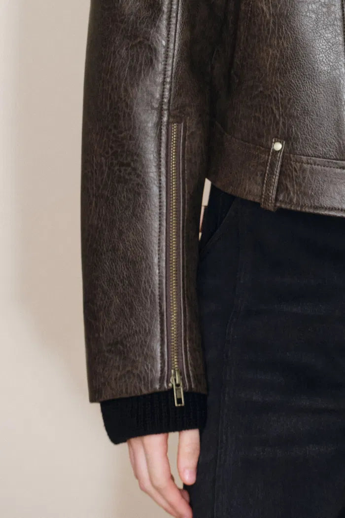 Short Biker Jacket in Faux Leather