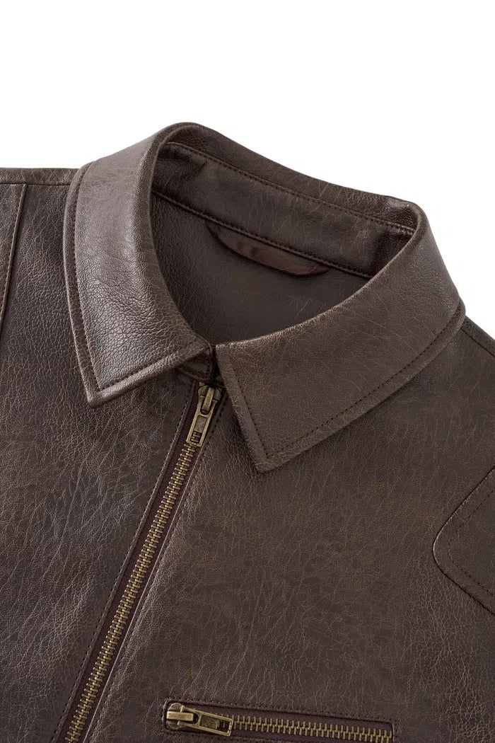 Short Biker Jacket in Faux Leather