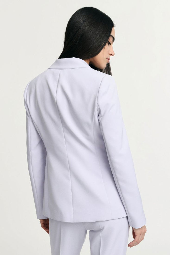 Single-breasted blazer with large decorative flower