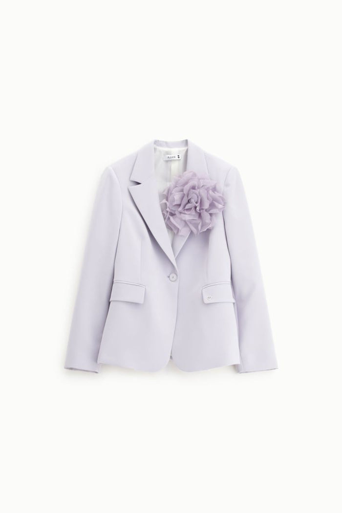 Single-breasted blazer with large decorative flower