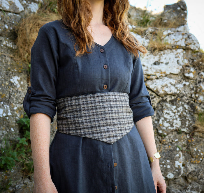 Slate Tweed Corset Belt