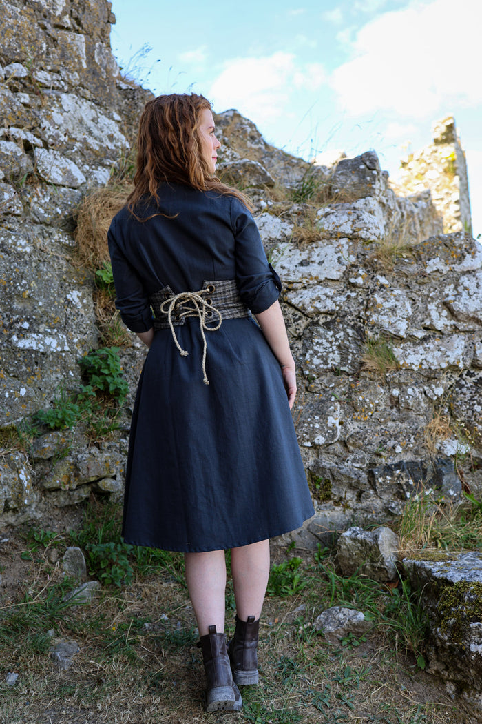 Slate Tweed Corset Belt