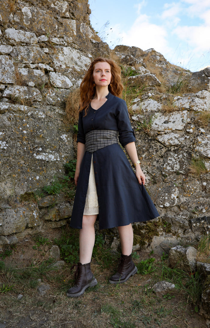 Slate Tweed Corset Belt