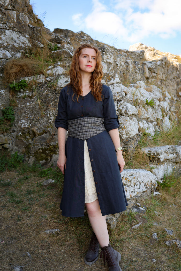 Slate Tweed Corset Belt