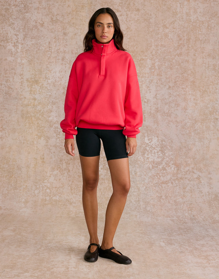 Snap Collar Sierra Sweatshirt in Power Red