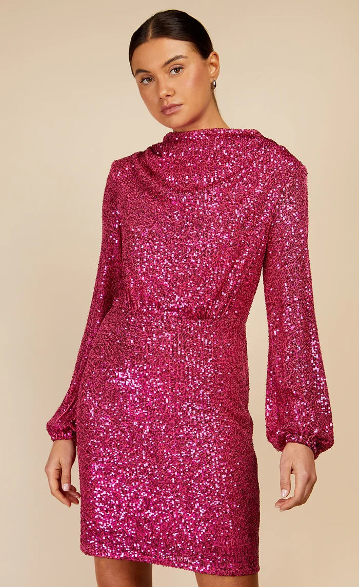SOPHIE SEQUIN MINI DRESS (PINK)y
