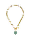 Stone Heart Toggle Necklace - Green Jade