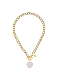 Stone Heart Toggle Necklace - White Turquoise