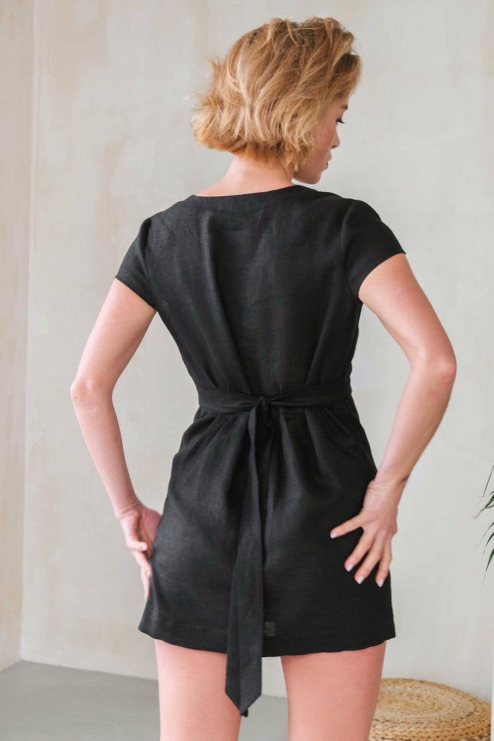 Summer Linen Dress AIRA in Black