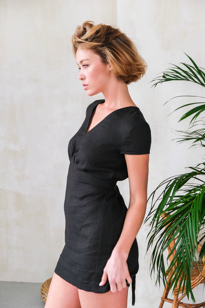 Summer Linen Dress AIRA in Black