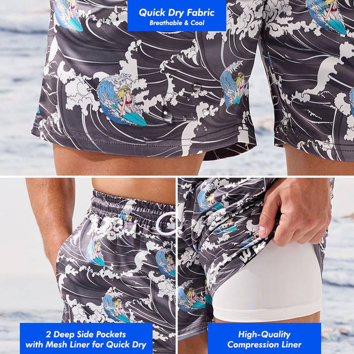 Surfs Up Custom Printed Swim Shorts